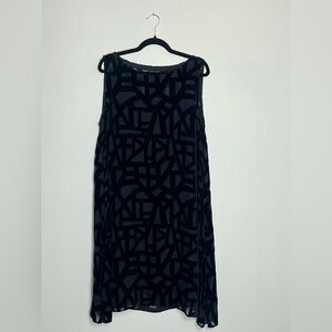 Eileen Fisher Black Geometric Midi Dress